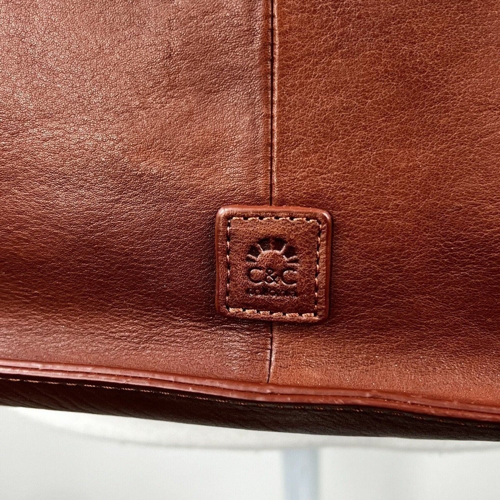 C&C California Women's Brown Leather Shoulder Tote Bag - Picture 13 of 16